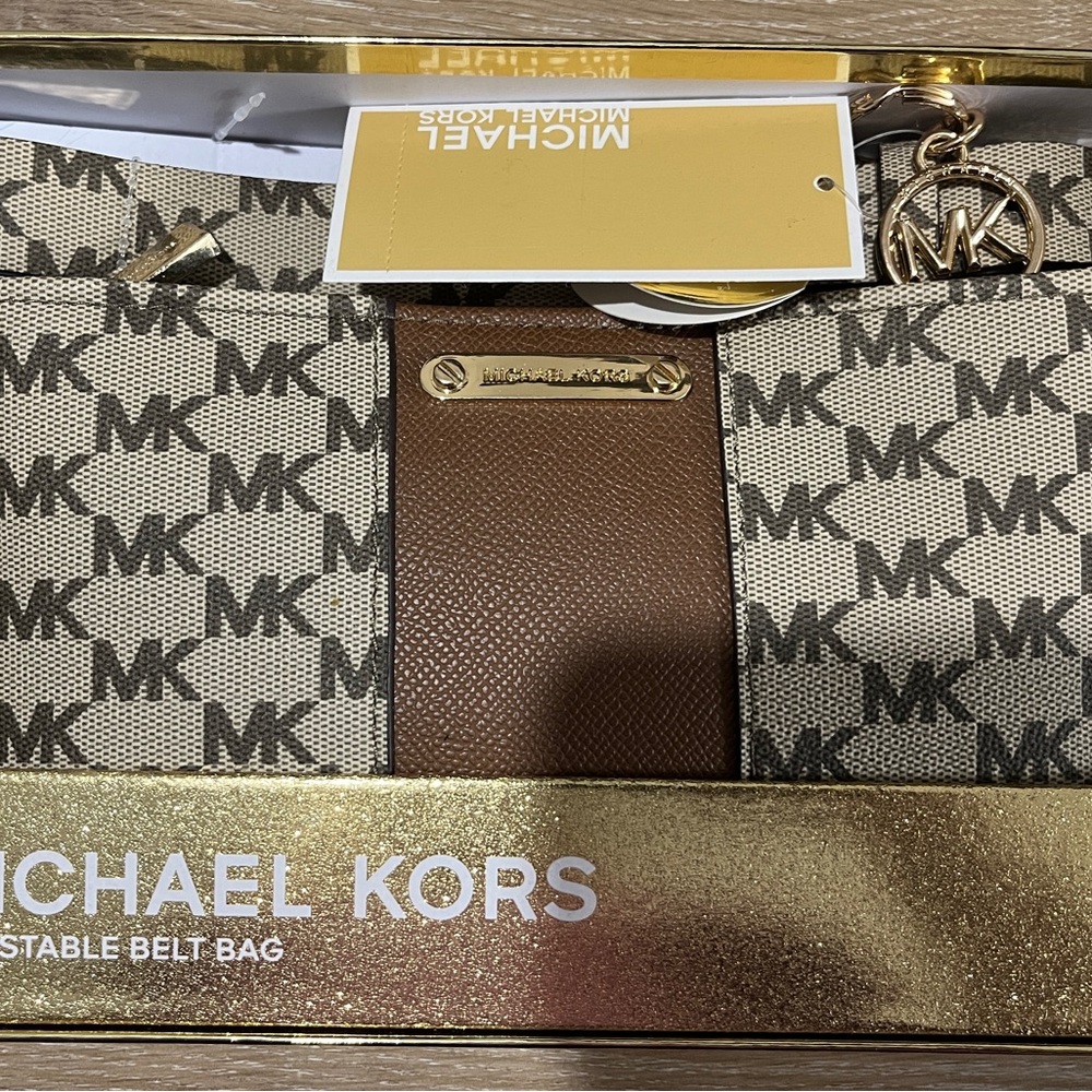 Michael Kors Tan and Cream Crossbody Bag